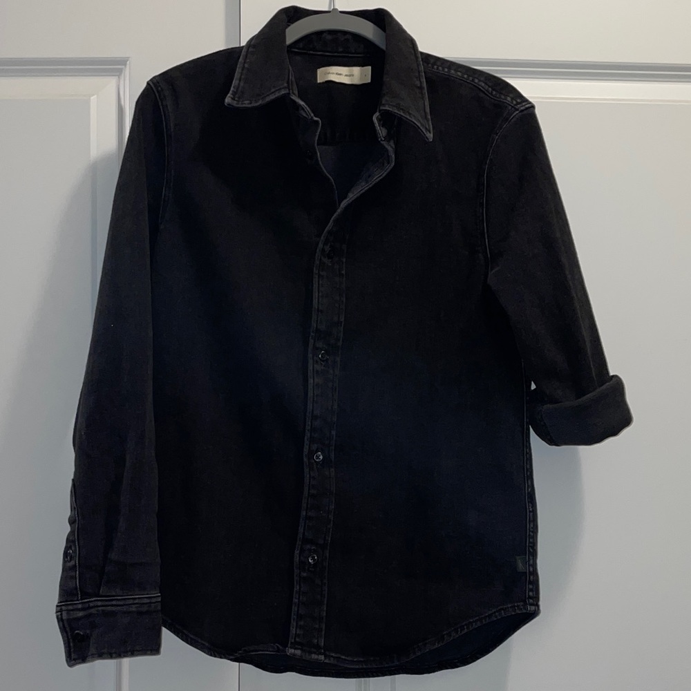 Calvin Klein Washed Black Slim Denim Shirt